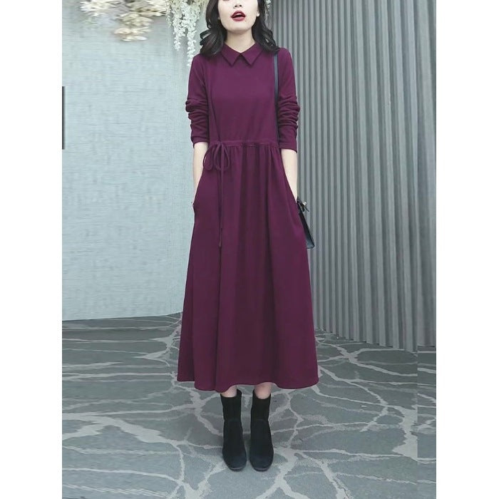 Fashionable High-end Solid Color Autumn And Winter New Plus Size Dress