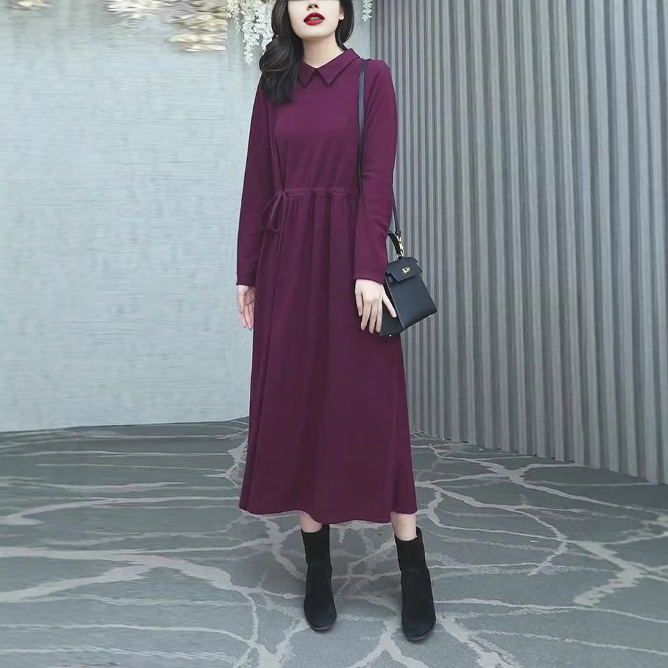 Fashionable High-end Solid Color Autumn And Winter New Plus Size Dress